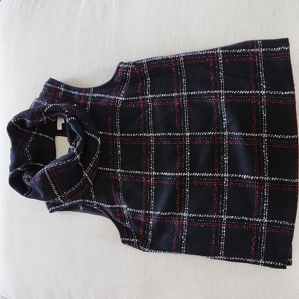 BCBG Sleeveless Cowl Neck Plaid Tunic Medium